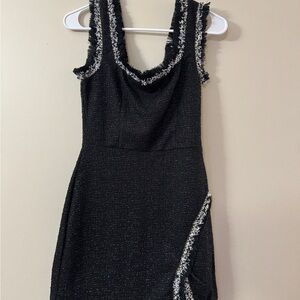 Francesca's Black Tweed Mini Dress with Fringe